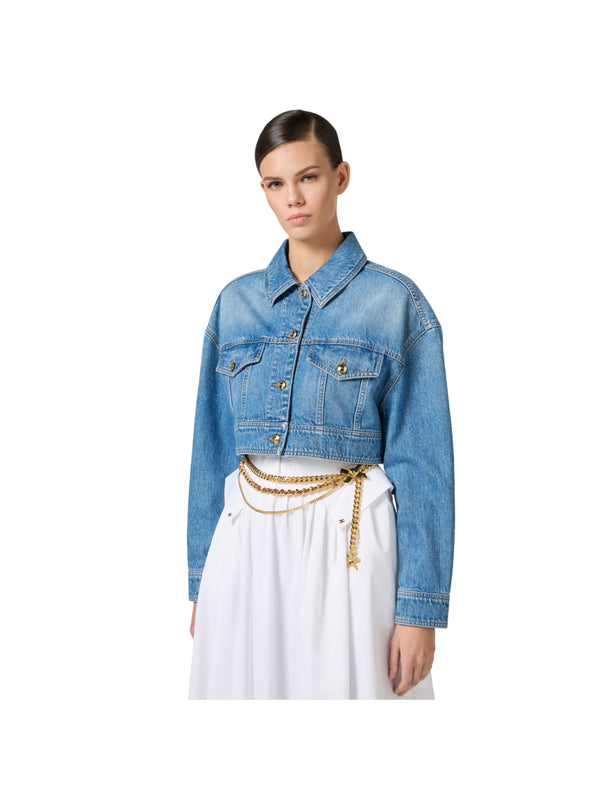 Elisabetta Franchi giubbotto corto oversize in denim
