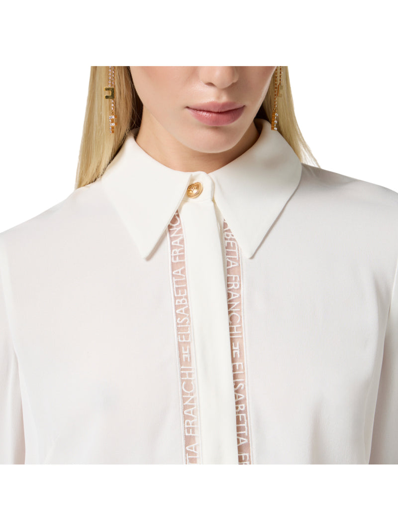 Elisabetta Franchi camicia in georgette con bande lettering