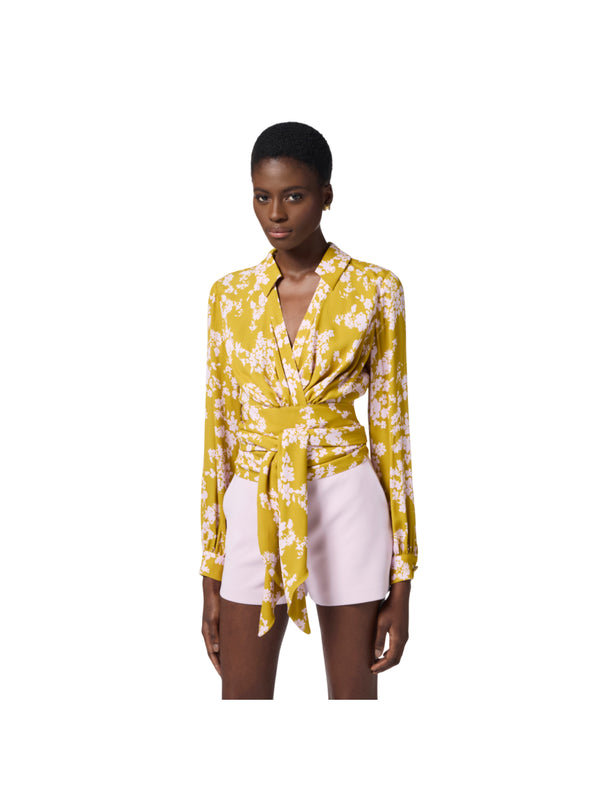 Elisabetta Franchi camicia in georgette con fusciacca