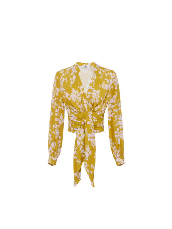 Elisabetta Franchi camicia in georgette con fusciacca