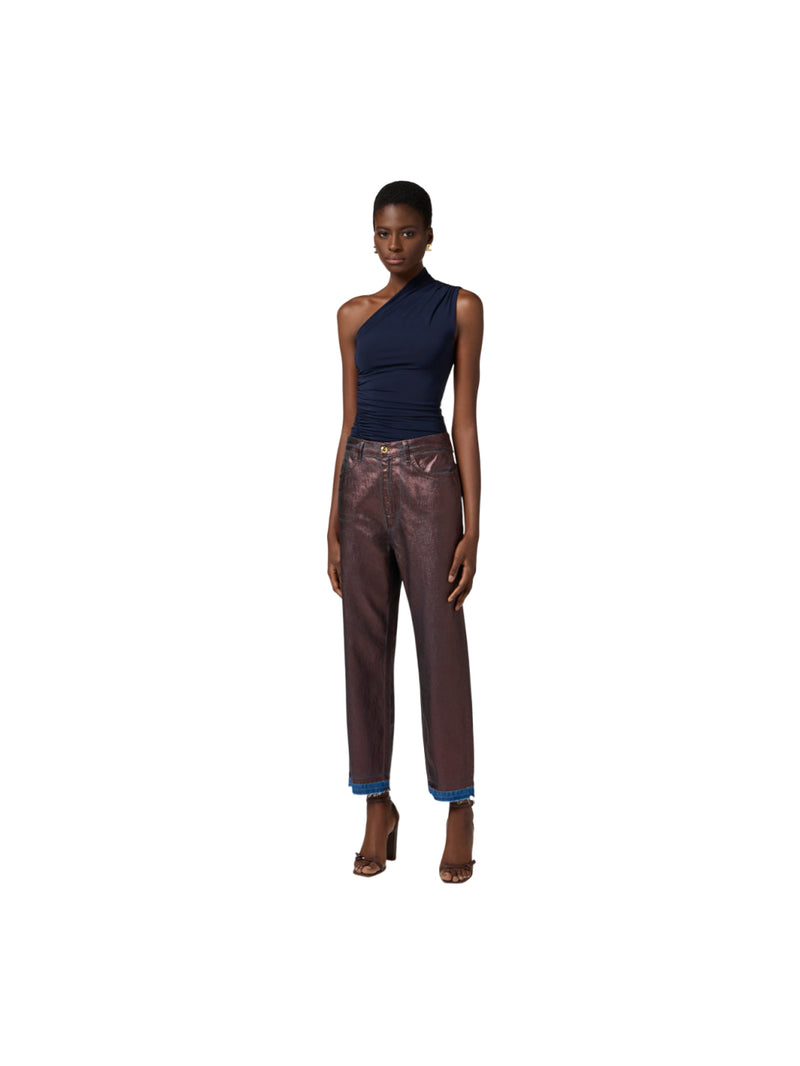 Elisabetta Franchi top monospalla in jersey leggero