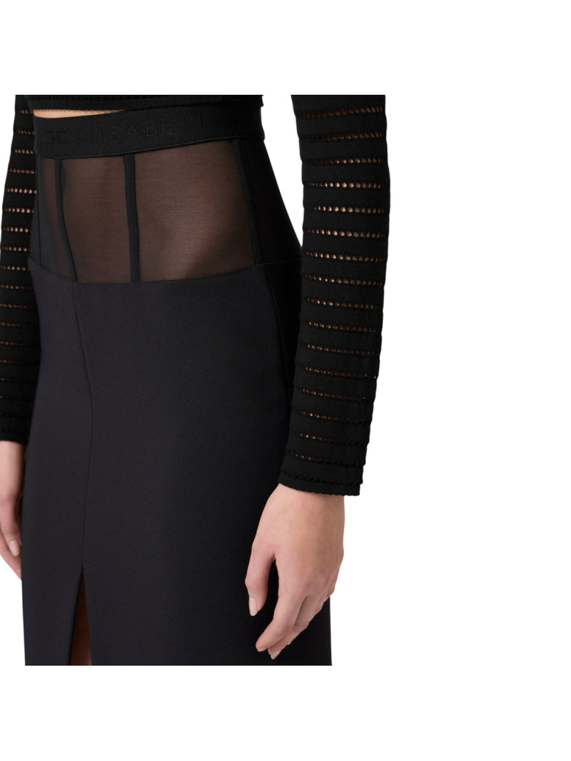 Elisabetta Franchi gonna in crêpe con baschina in tulle