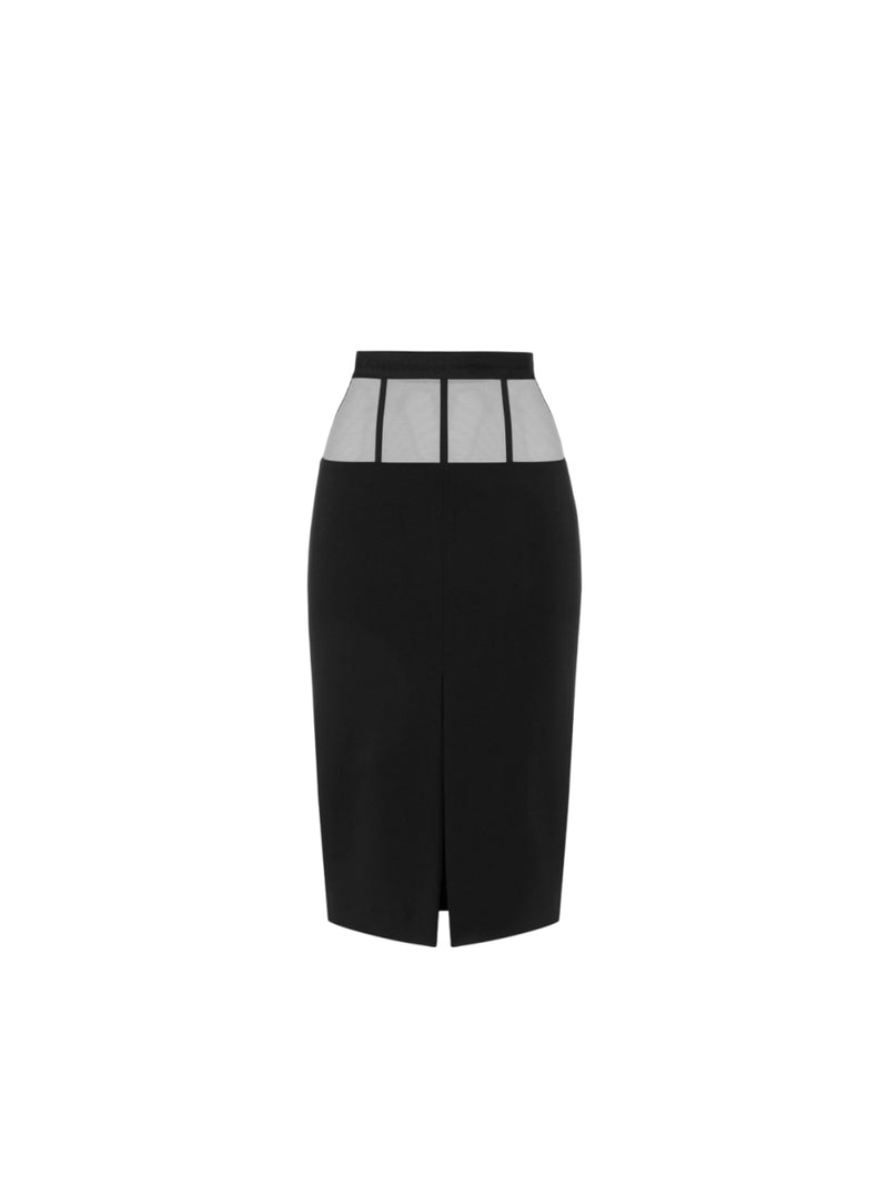 Elisabetta Franchi gonna in crêpe con baschina in tulle