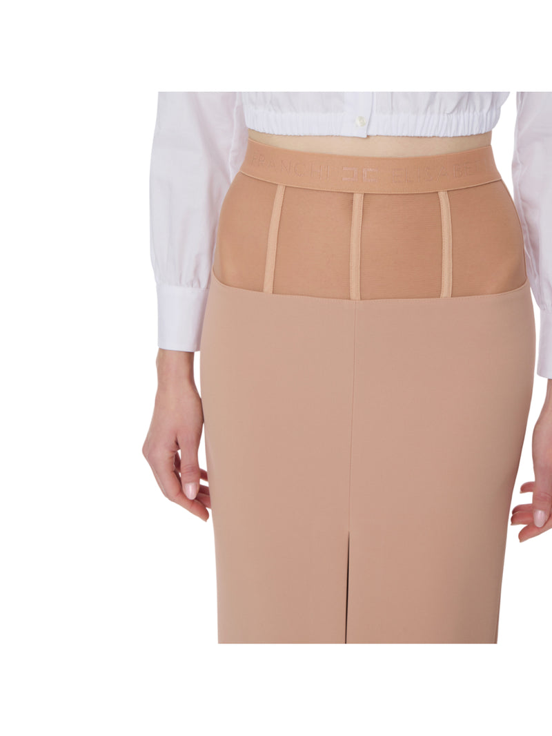 Elisabetta Franchi gonna in crêpe con baschina in tulle