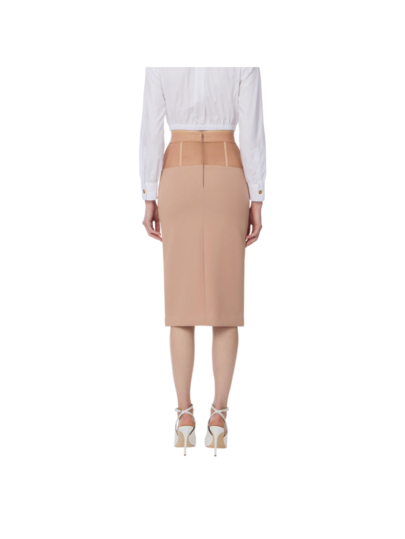 Elisabetta Franchi gonna in crêpe con baschina in tulle