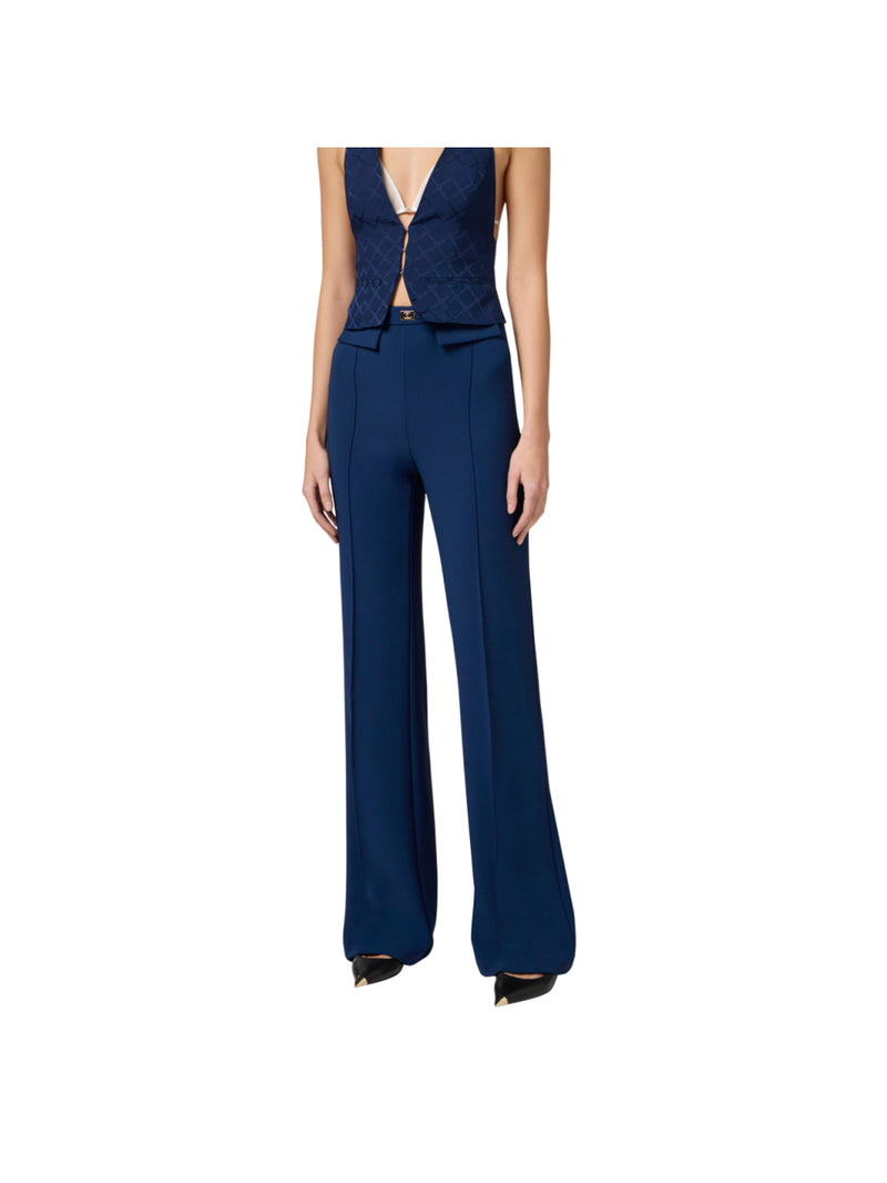 Elisabetta Franchi pantaloni in crêpe con placca logo