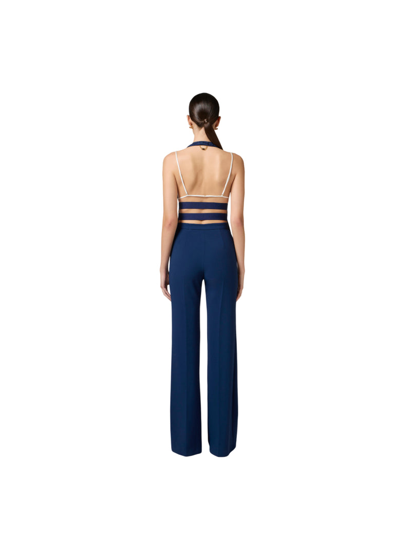 Elisabetta Franchi pantaloni in crêpe con placca logo