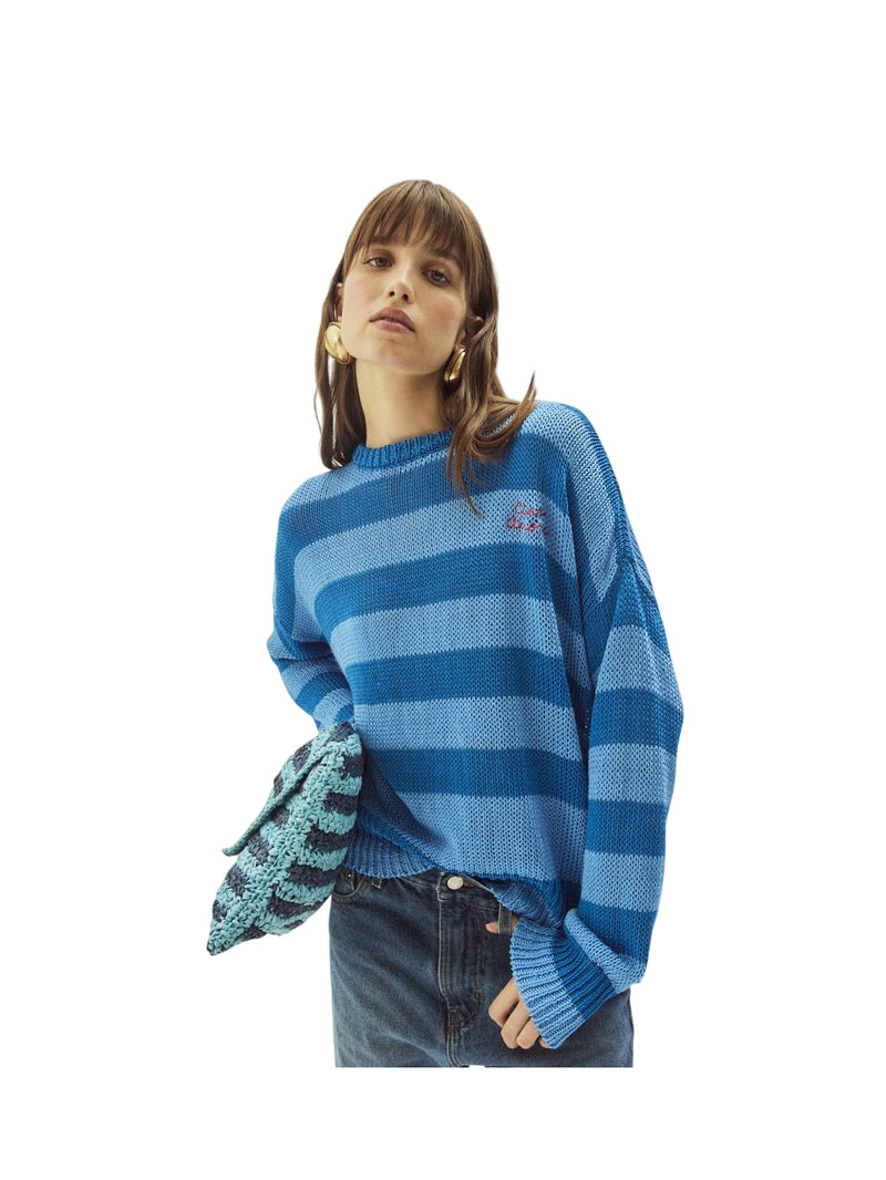 Giada Bennacasa girocollo bicolor ocean- royal blue