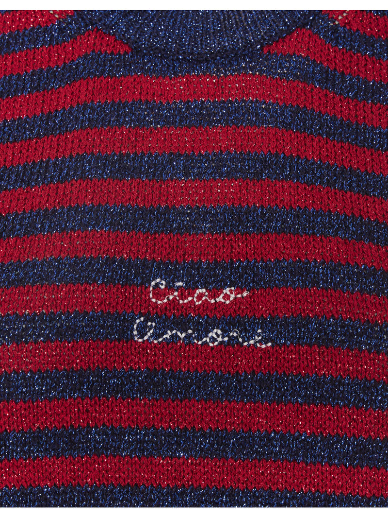 Giada Benincasa top a righe lurex blu navy-rosso