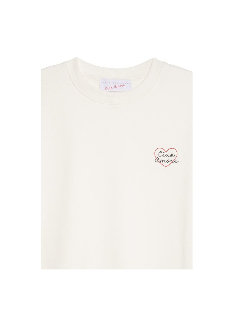 Giada Benincasa felpa girocollo heartbeat bianca