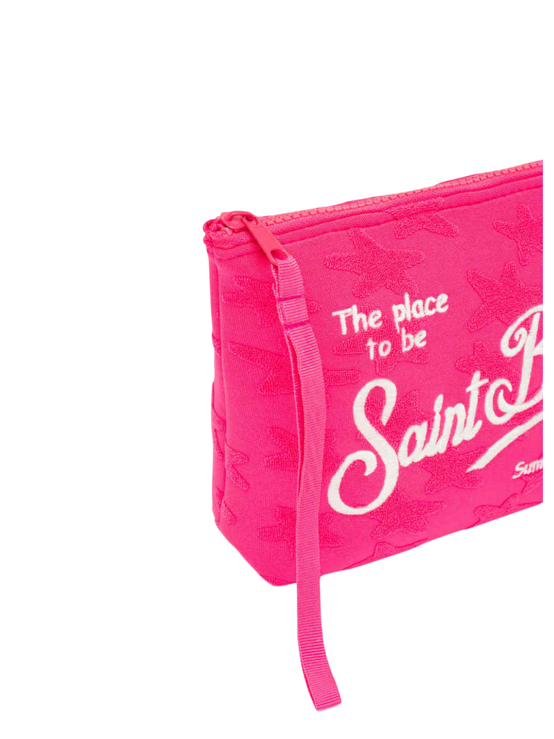 MC2 Saint Barth pochette Aline in spugna fucsia con motivo stelle embossed