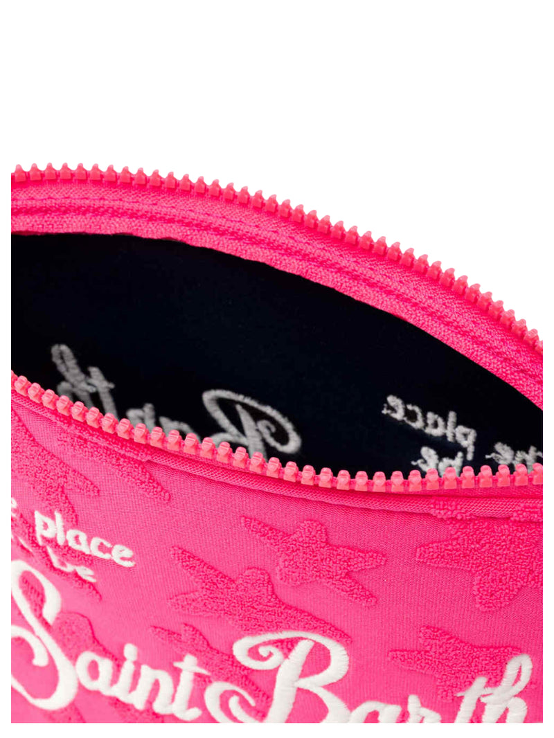 MC2 Saint Barth pochette Aline in spugna fucsia con motivo stelle embossed