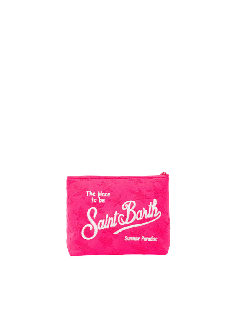MC2 Saint Barth pochette Aline in spugna fucsia con motivo stelle embossed