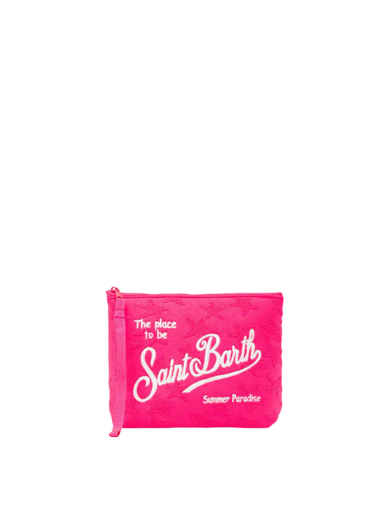 MC2 Saint Barth pochette Aline in spugna fucsia con motivo stelle embossed