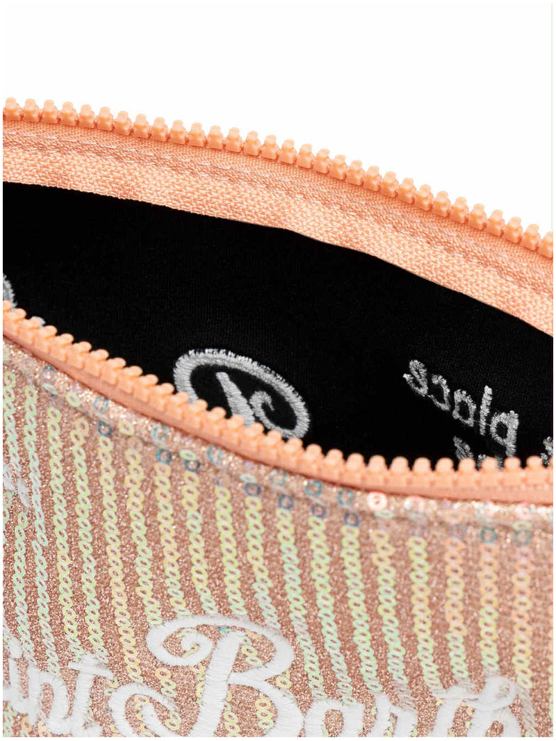 MC2 Saint Barth pochette Aline rosa con paillettes e logo ricamato
