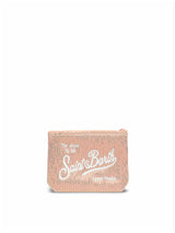 MC2 Saint Barth pochette Aline rosa con paillettes e logo ricamato