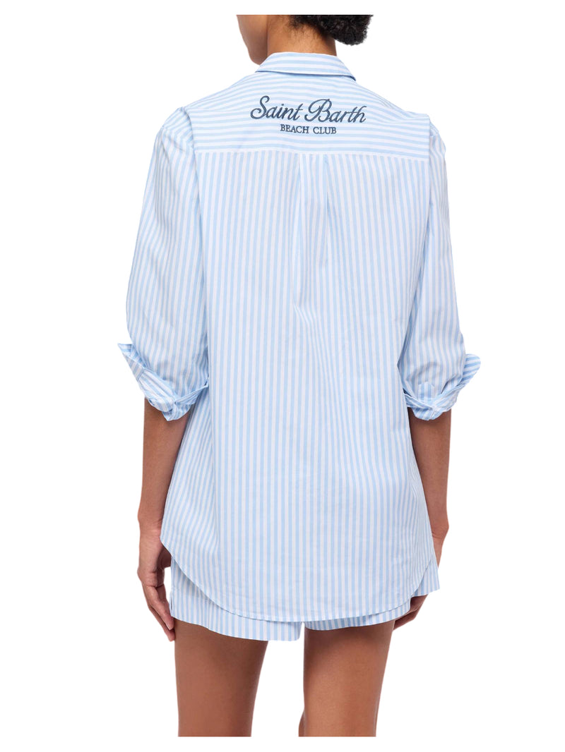 MC2 Saint Barth camicia Brigitte in cotone a righe con ricamo Saint Barth Beach Club