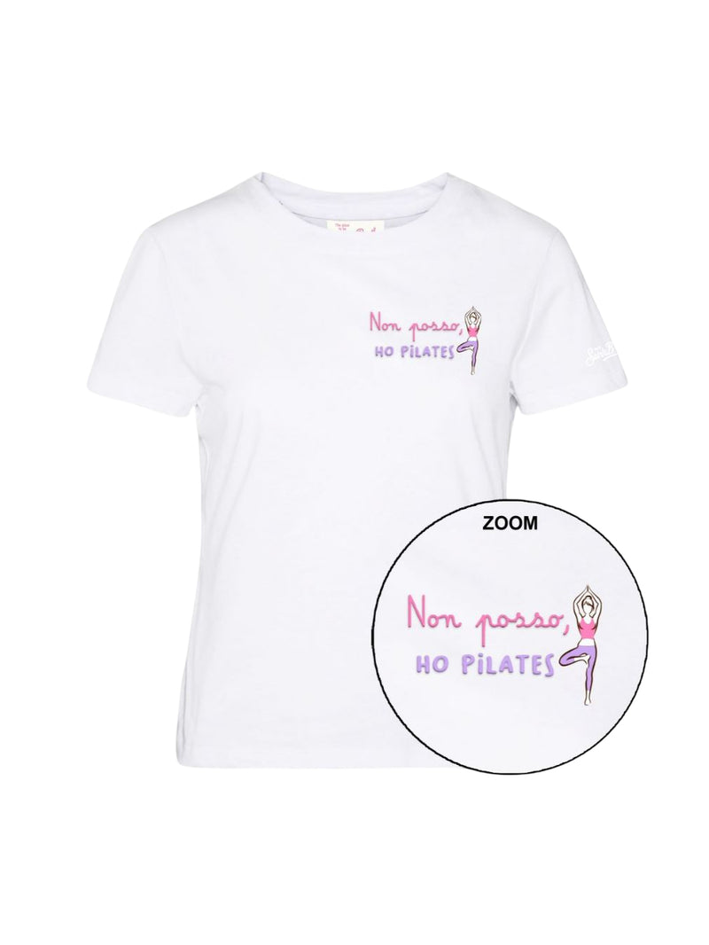 MC2 Saint Barth T-shirt girocollo Emilie con ricamo Non posso ho pilates