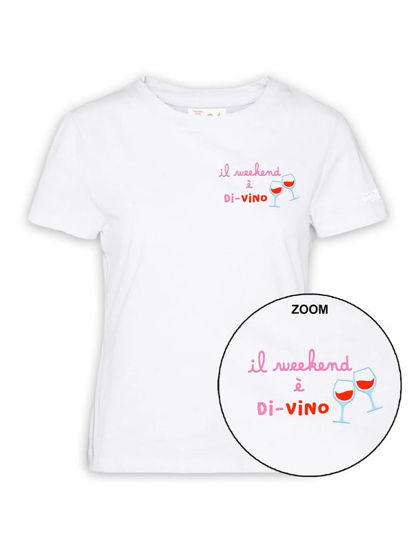 MC2 Saint Barth T-shirt Emilie in cotone con ricamo Il weekend è divinol