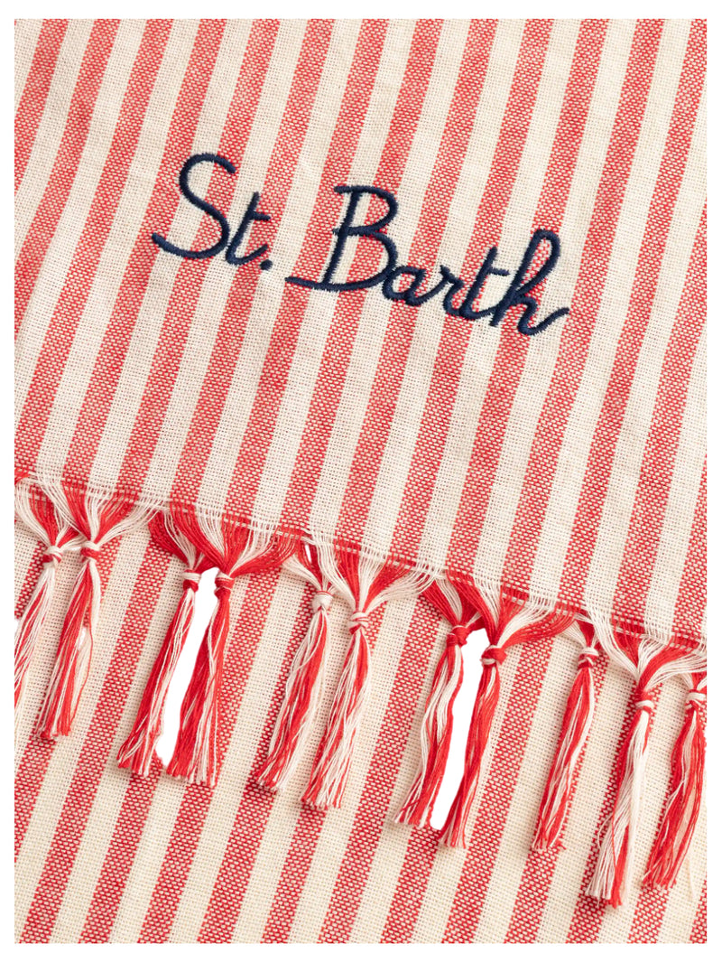 MC2 Saint Barth Telo mare Fouta in cotone leggero con stampa a righe rosse