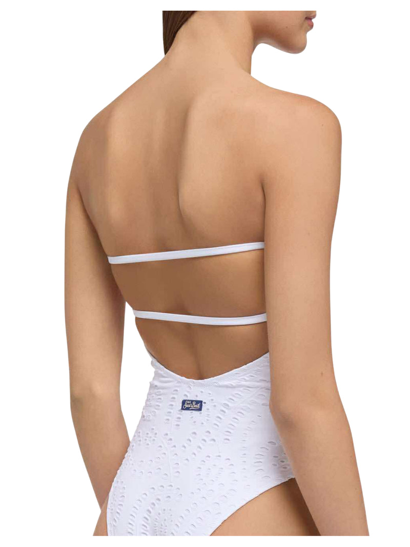 MC2 Saint Barth costume intero in Sangallo di cotone bianco Kayla