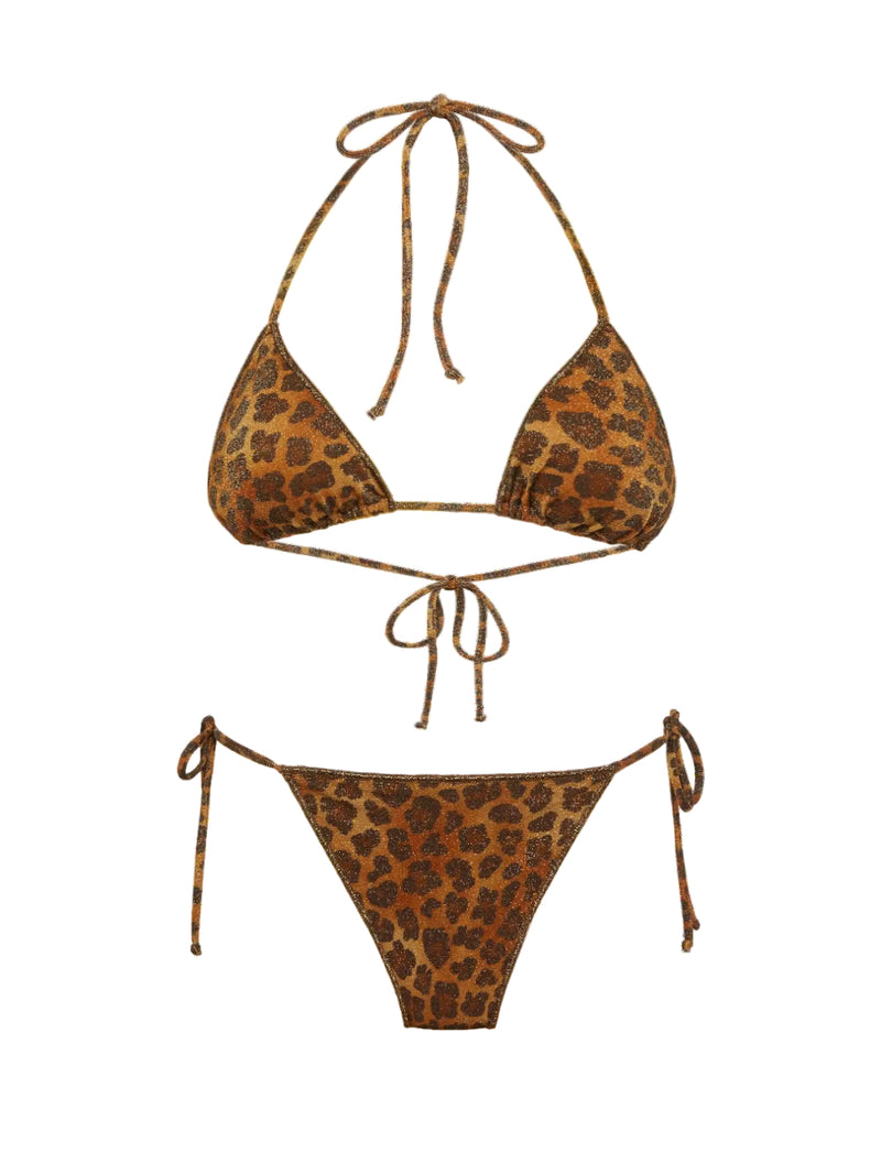 MC2 aint Barth Leah top triangolo in lurex con stampa animalier