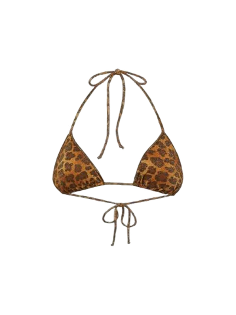 MC2 aint Barth Leah top triangolo in lurex con stampa animalier