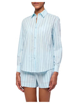 MC2 Saint Barth camicia classica in popeline di cotone Meredith con decorazione rigata in strass