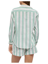 MC2 Saint Barthj camicia classica in lino Meredith con stampa a righe verde salvia