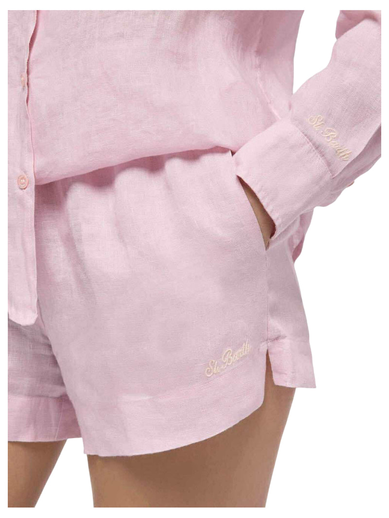 MC2 Saint Barth camicia classica in lino Meredith rosa