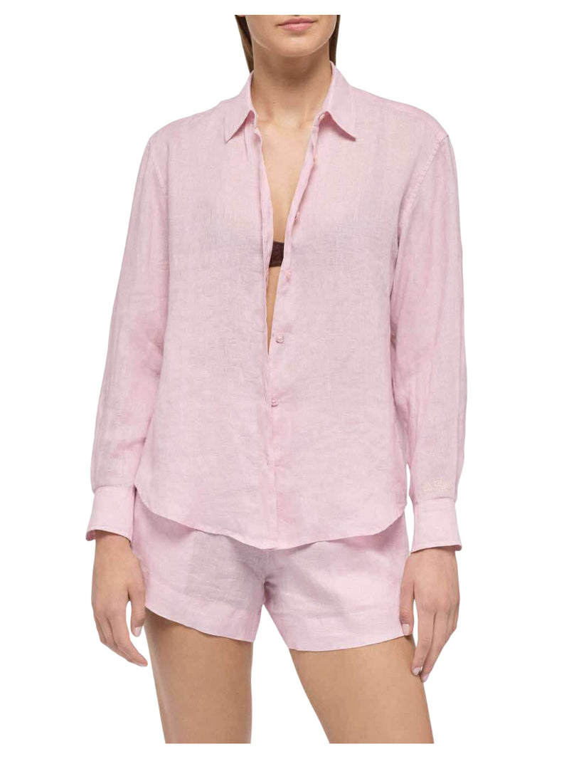 MC2 Saint Barth camicia classica in lino Meredith rosa
