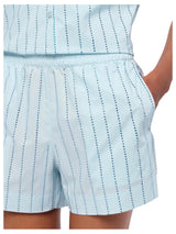 MC2 Saint Barth Meave shorts pull up in popeline di cotone con decorazione in strass a righe