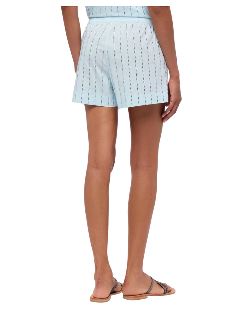 MC2 Saint Barth Meave shorts pull up in popeline di cotone con decorazione in strass a righe