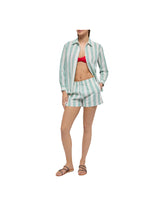 MC2 Saint Barth Meave shorts pull up in lino con stampa a righe verde salvia