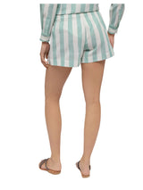 MC2 Saint Barth Meave shorts pull up in lino con stampa a righe verde salvia