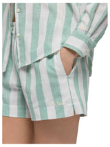 MC2 Saint Barth Meave shorts pull up in lino con stampa a righe verde salvia