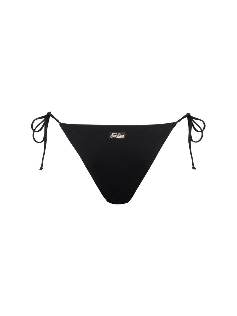 MC2 Saint Barth Marielle slip mare classico nero con applicazioni di strass a righe