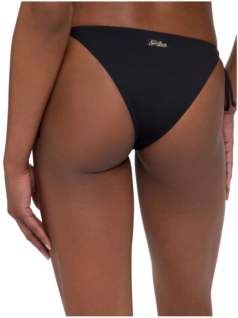 MC2 Saint Barth Marielle slip mare classico nero con applicazioni di strass a righe