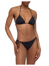 MC2 Saint Barth Marielle slip mare classico nero con applicazioni di strass a righe