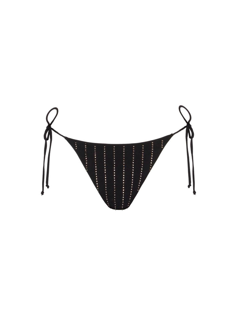 MC2 Saint Barth Marielle slip mare classico nero con applicazioni di strass a righe