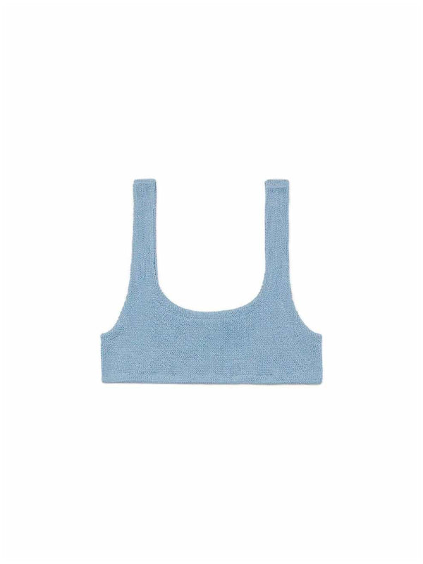 MC2 Saint Barth bralette Naima in crinkle lurex blu avio