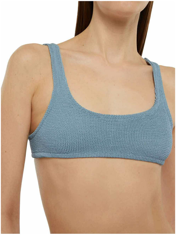 MC2 Saint Barth bralette Naima in crinkle lurex blu avio