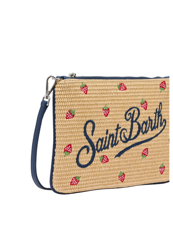 MC2 Saint Barth pochette Parisienne effetto paglia con stampa fragole