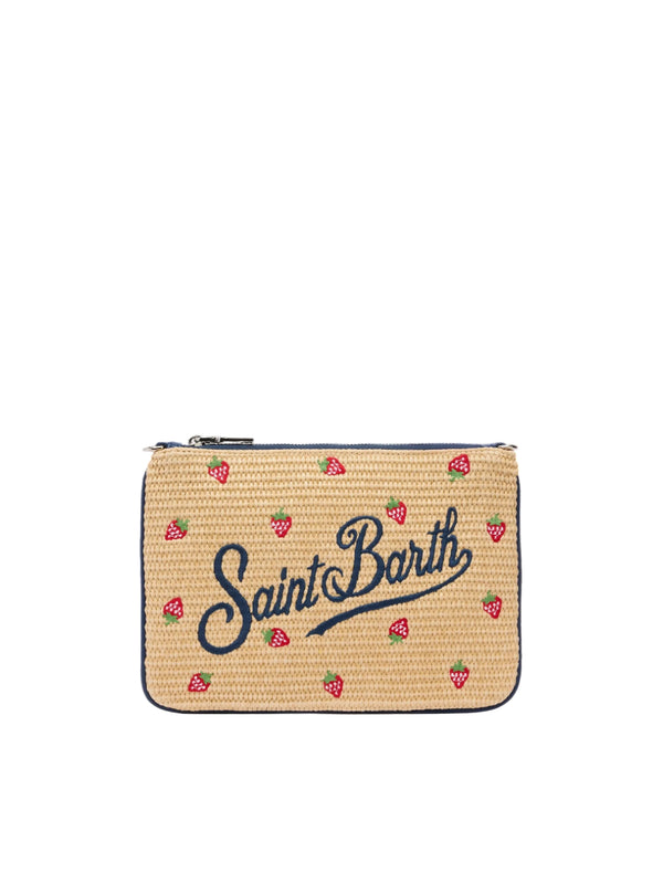 MC2 Saint Barth pochette Parisienne effetto paglia con stampa fragole