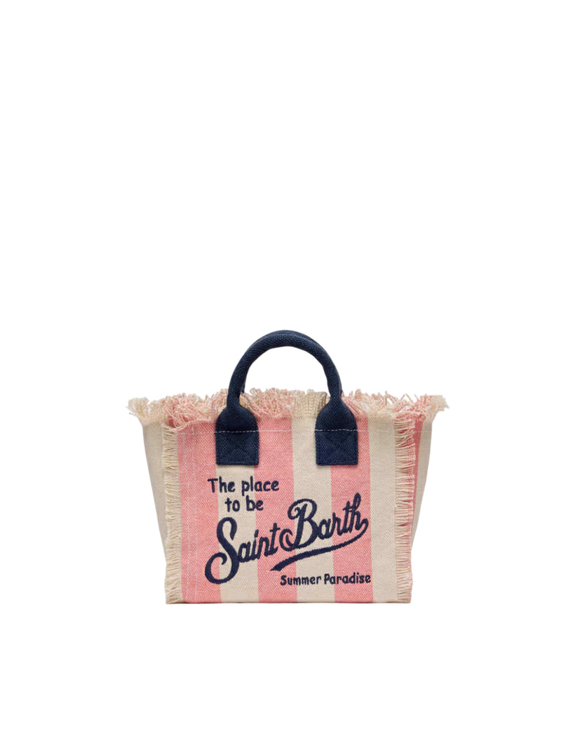 MC2 Saint Barth borsa mini Vanity in canvas di cotone con stampa a righe