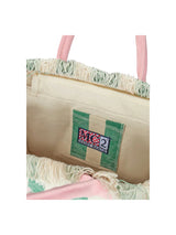 MC2 Saint Barth borsa Vanity in tela di cotone a righe verde e rosa