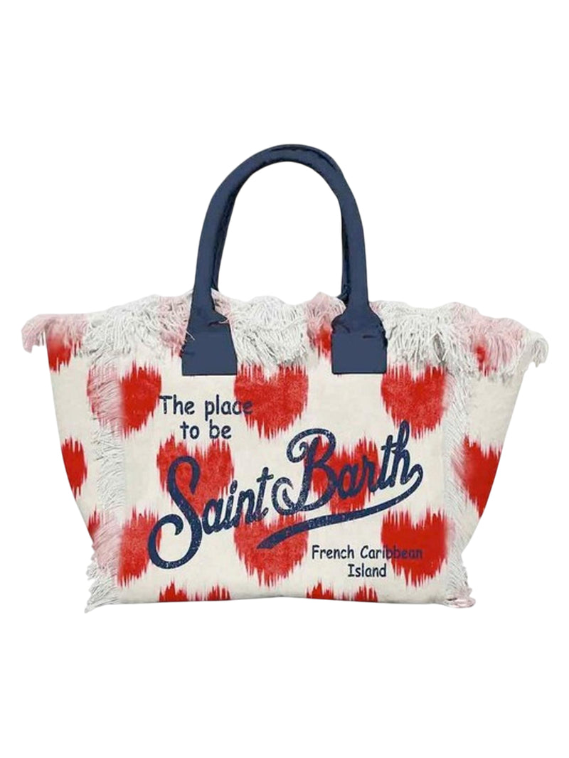 MC2 Saint Barth borsa Vanity in tela di cotone stampa ikat hearts