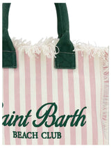 MC2 Saint Barth borsa Vanity in tela di cotone a righe rosa e bianco