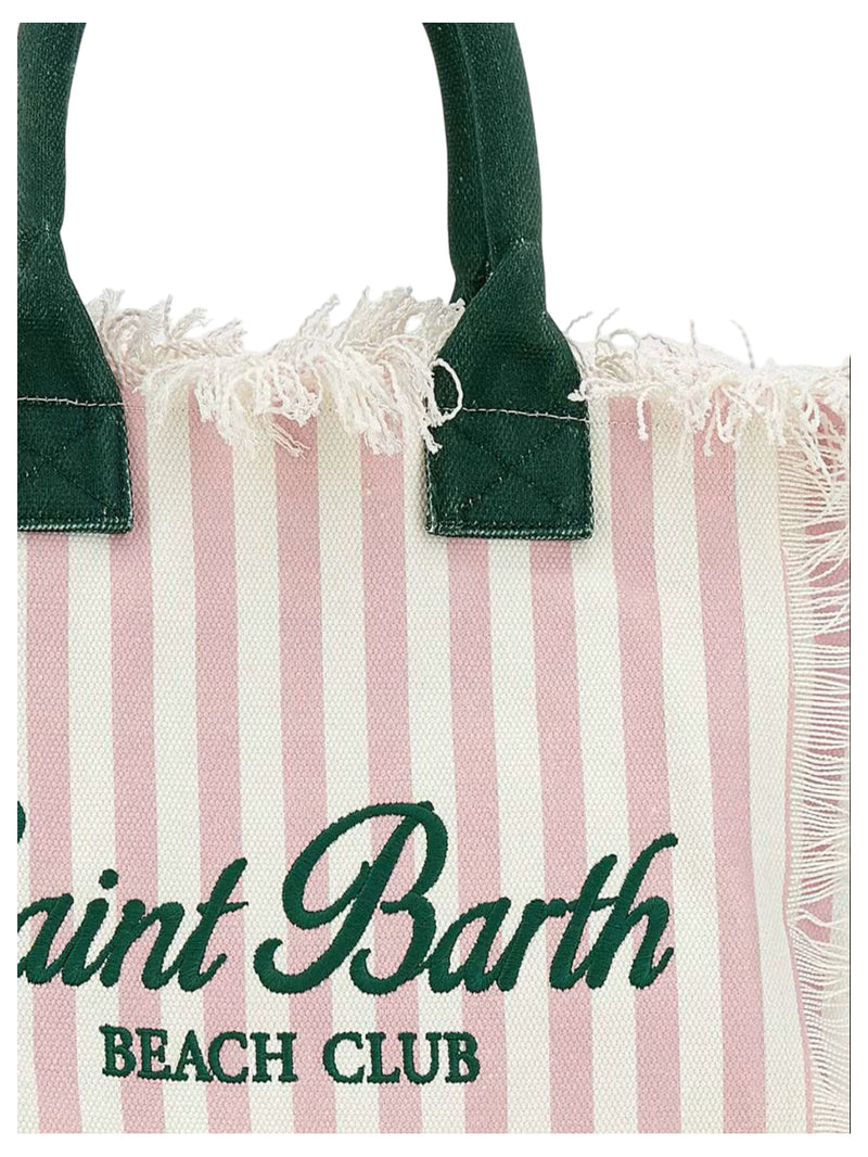 MC2 Saint Barth borsa Vanity in tela di cotone a righe rosa e bianco