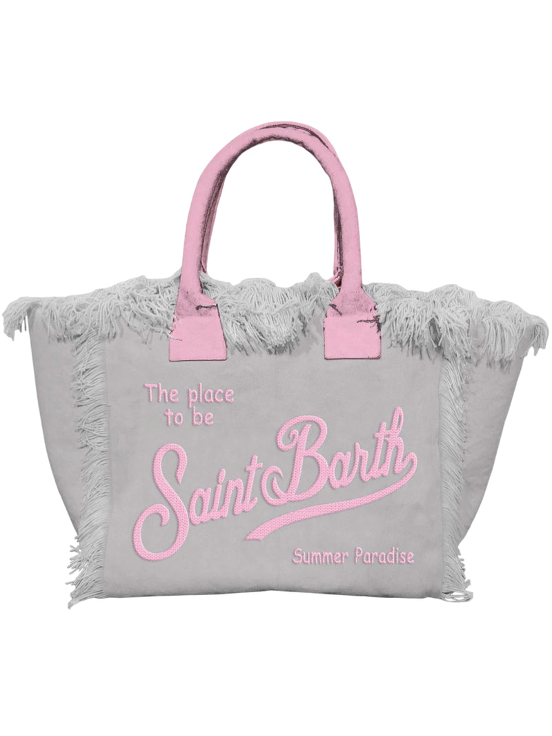 MC2 Saint Barth borsa Vanity in tela di cotone grigio e rosa